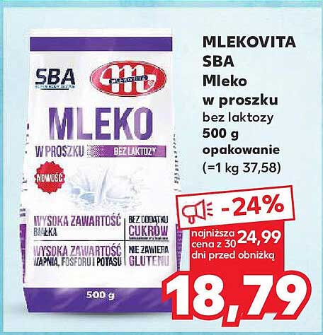 MLEKOVITA SBA Mleko w proszku bez laktozy