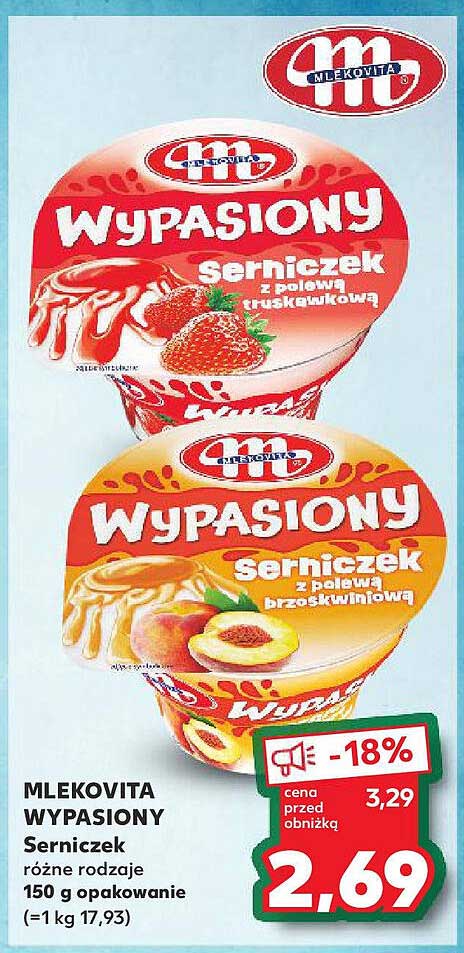 MLEKOVITA WYPIASIONY Serniczek z polewą truskawkową Serniczek z polewą brzoskwiniową