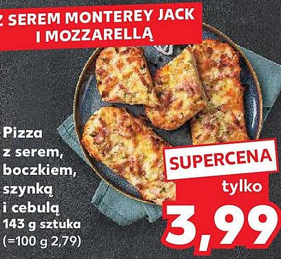 Pizza z serem, boczkiem, szynką i cebulą