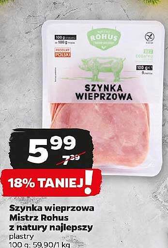 Szynka wieprzowa Mistrz Rohus z natury najlepszy plastry