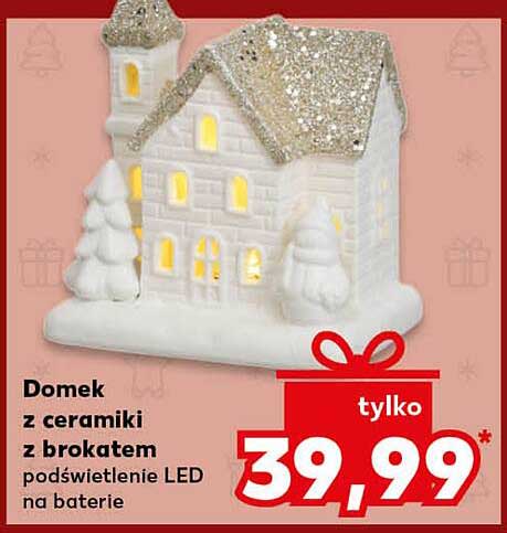 Domek z ceramiki z brokatem podświetlenie LED na baterie