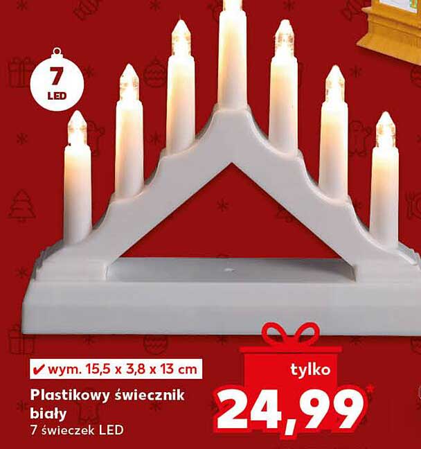 Plastikowy świecznik biały 7 świeczek LED