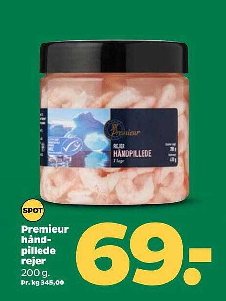Premieur håndpillede rejer