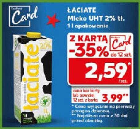 Łaciate Mleko UHT 2% tł. 1l opakowanie