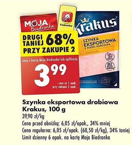 Szynka eksportowa drobiowa Krakus, 100 g