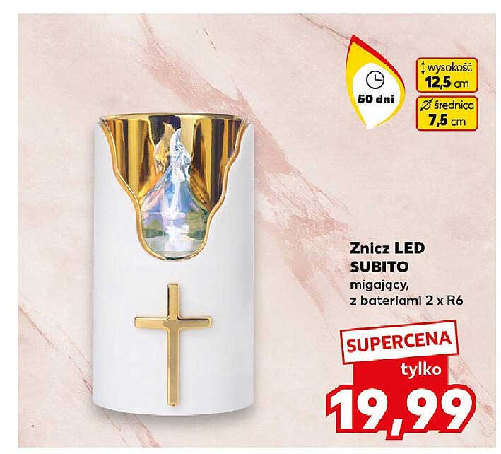 Znicz LED SUBITO migający, z bateriami 2 x R6