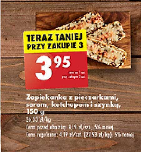 Zapiekanka z pieczarkami, serem, kochedżupami i szynką, 150 g