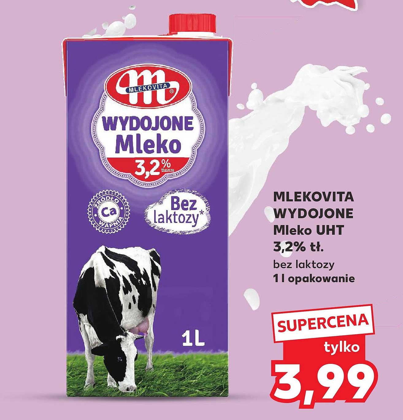 MLEKOVITA WYDOJONE Mleko UHT 3,2% t.ł. Bez laktozy