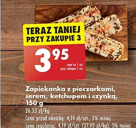 Zapiekanka z pieczarkami, serem, ketchupem i szynką, 150 g