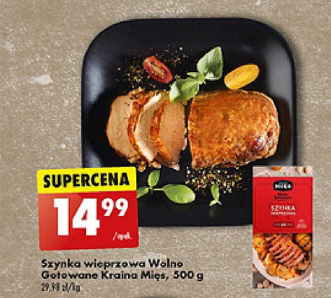 Szynka wieprzowa Wędzone Gotowane Kraina Mięsa, 500 g