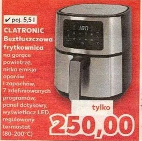 CLATRONIC Beztłuszczowa frytkownica na gorące powietrze, niska emisja oparów i zapachów, 7 zdefiniowanych programów, panel dotykowy, wyświetlacz LED regulowany termostat (80-200°C)