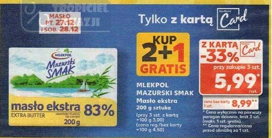 Masło ekstra 83% Mlekoł Mazurski Smak