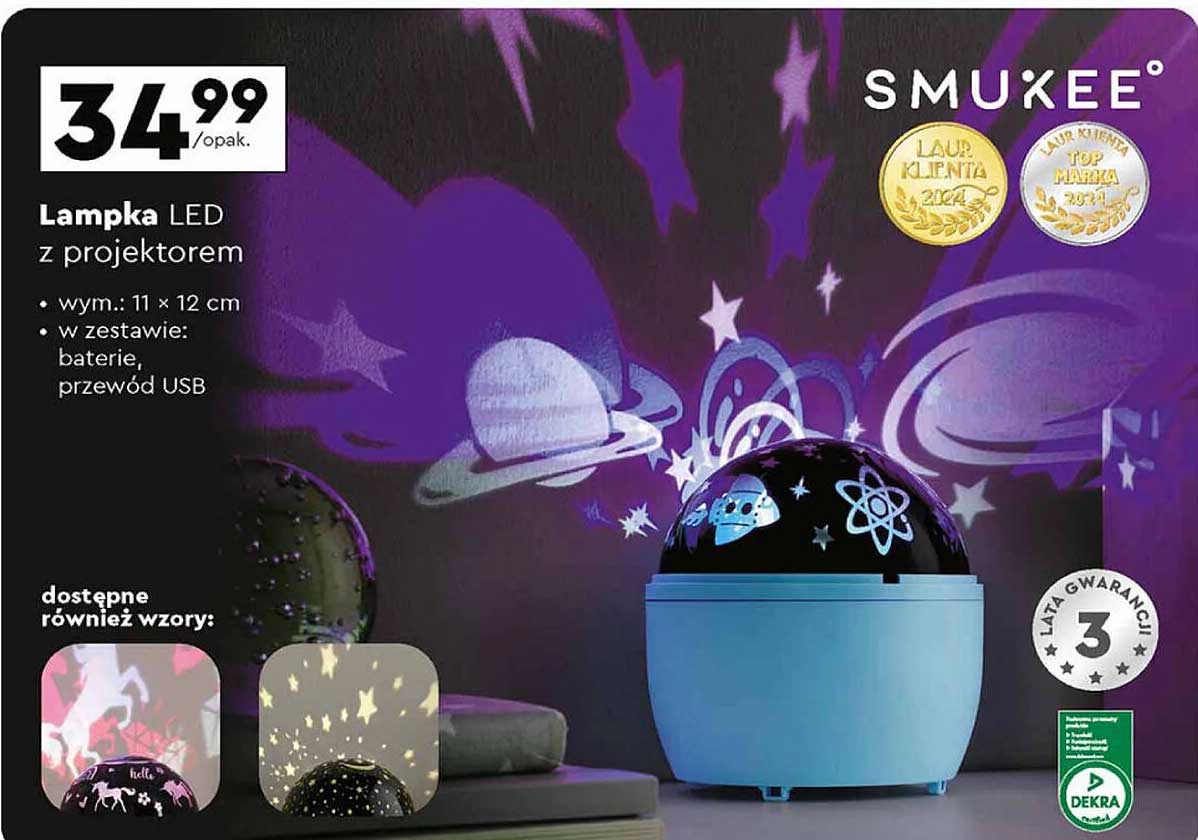 Lampka LED z projektorem