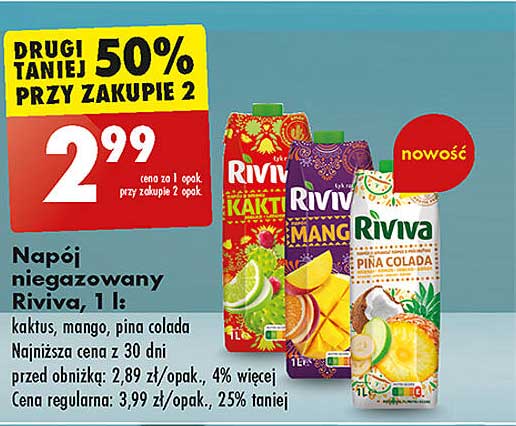 Napój niegazowany Riviva, 1 l: kaktus, mango, pina colada
