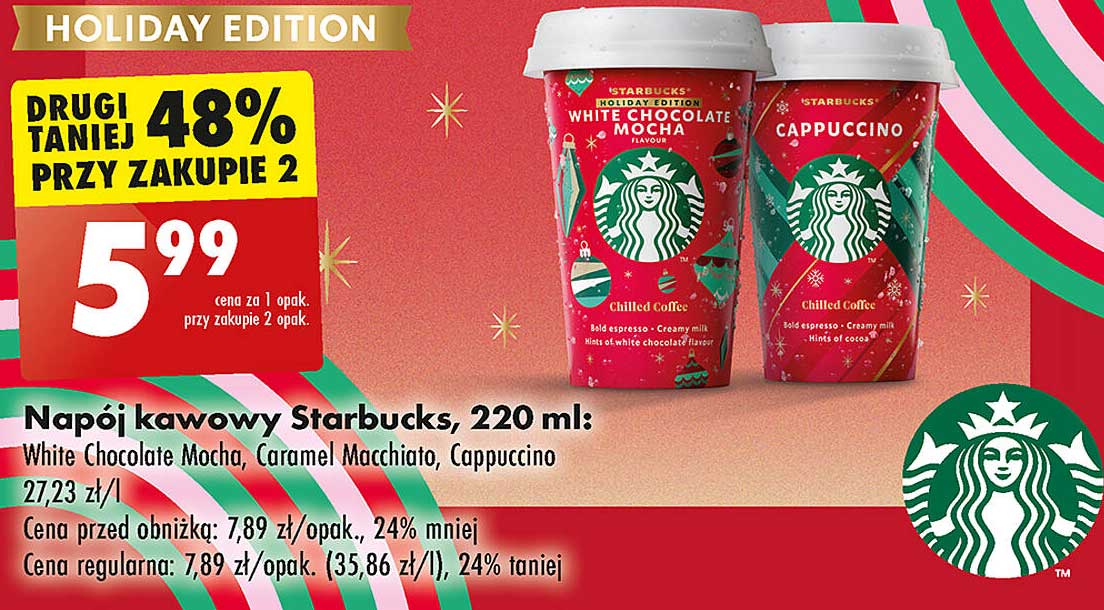 Napoje kawowe Starbucks: White Chocolate Mocha, Caramel Macchiato, Cappuccino