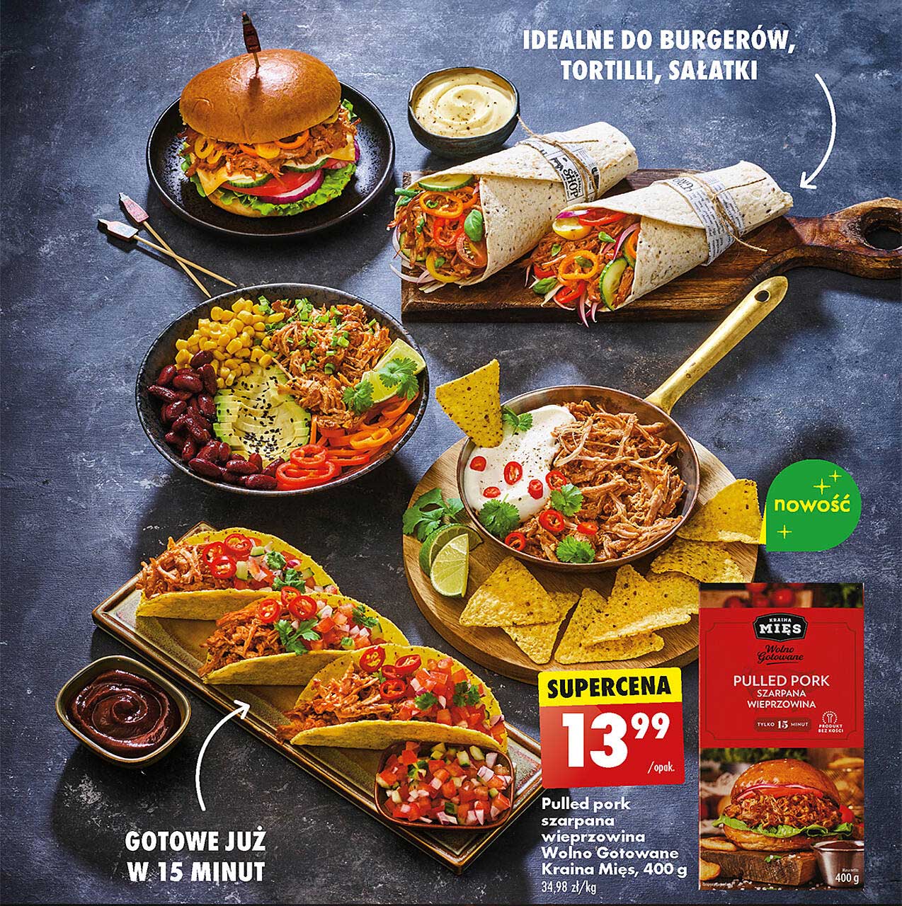 Pulled pork szarpana wieprzowina Wolno Gotowana Kraina Mięs, 400 g