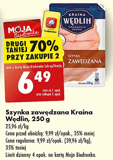 Szynka zawędzana Kraina Wędlin, 250 g