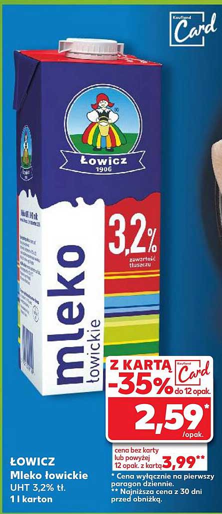 ŁOWICZ Mleko łowickie UHT 3,2% tł. 1 l karton