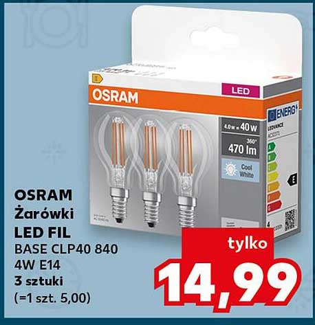 OSRAM Żarówki LED FIL BASE CLP40 840 4W E14 3 sztuki