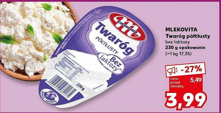 MLEKOVITA Twaróg półtłusty bez laktozy