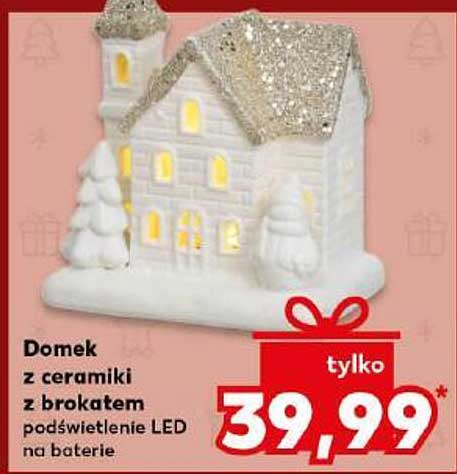 Domek z ceramiki z brokatem podświetlenie LED na baterie