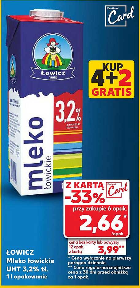 ŁOWICZ Mleko Łowickie UHT 3,2% tł. 1l opakowanie