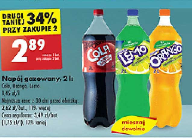 Napoje gazowane: Cola, Lemo, Orango