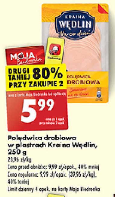 Poledwica drobiowa w plasterkach Kraina Wędlin, 250 g