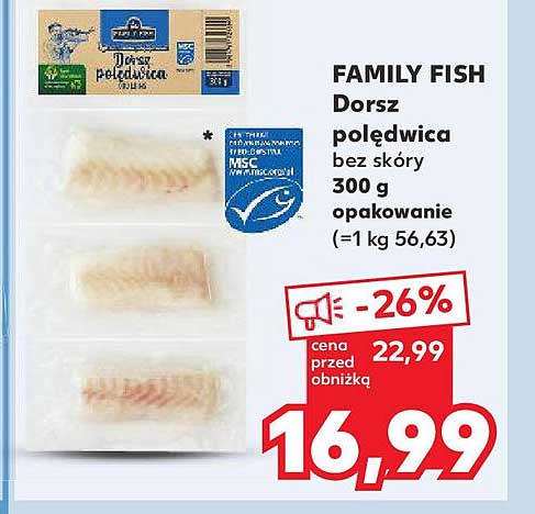 Dorsz poledwica bez skóry