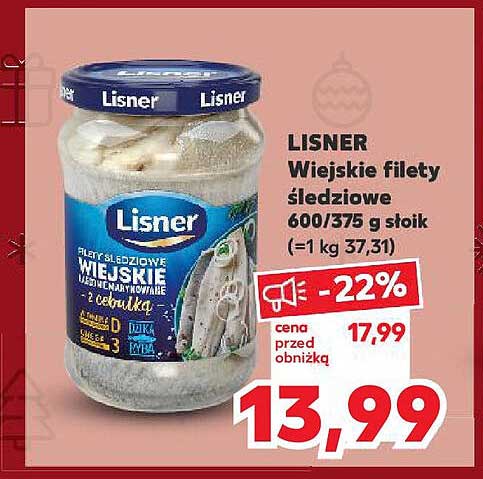 LISNER Wiejskie filety śledziowe 600/375 g słoik