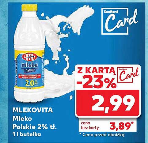 MLEKOVITA Mleko Polskie 2% tł. 1l butelka