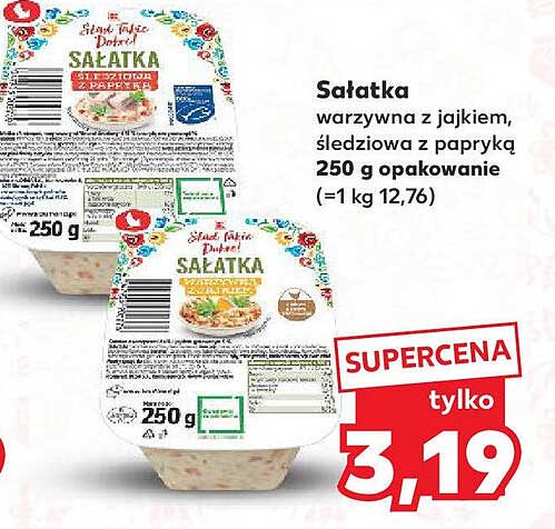 Sałatka warzywna z jajkiem, śledziowa z papryką