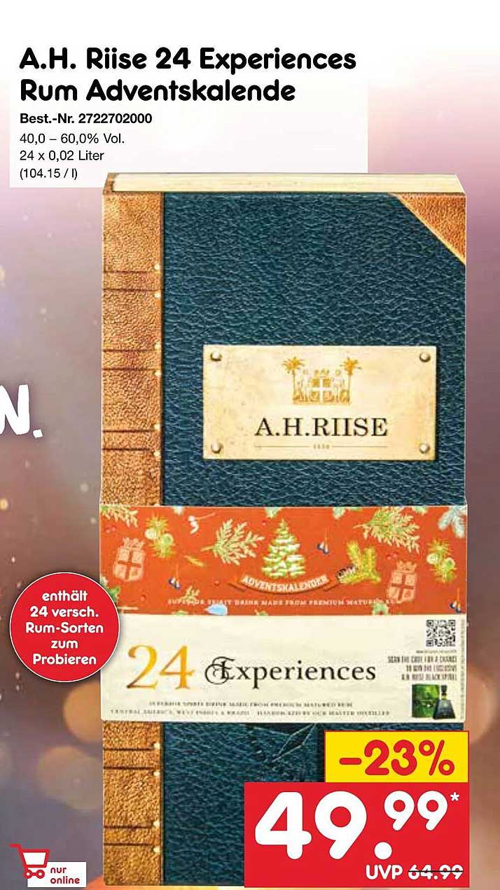 A.H. Riise 24 Experiences Rum Adventskalende