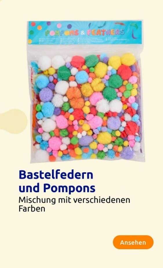 Bastelfedern und Pompons