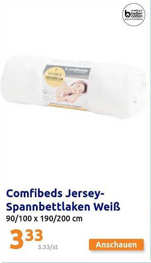 Comfibeds Jersey-Spannbettlaken Weiß