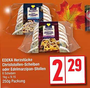 EDEKA Herzstücke Christstollen-Scheiben oder Edelmarzipan-Stollen