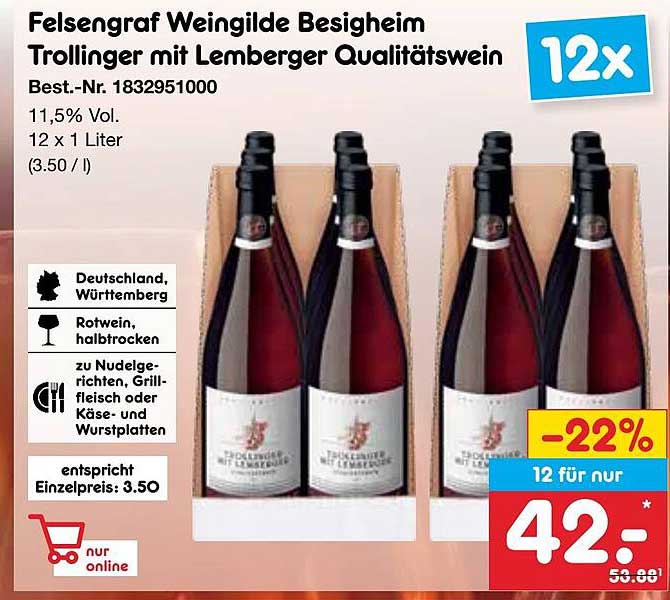 Felsengraf Weingilde Besigheim Trollinger mit Lemberger Qualitätswein