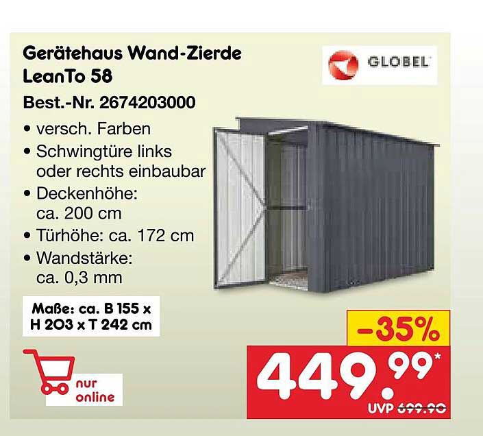 Gerätehaus Wand-Zierde LeanTo 58