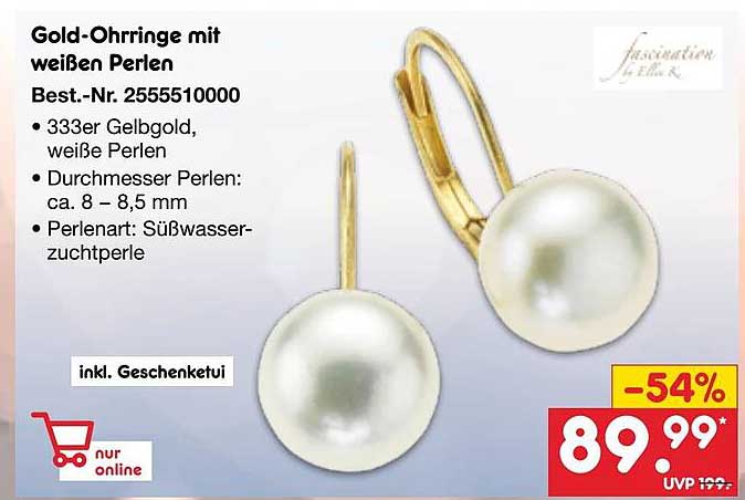 Gold-Ohringe mit weißen Perlen