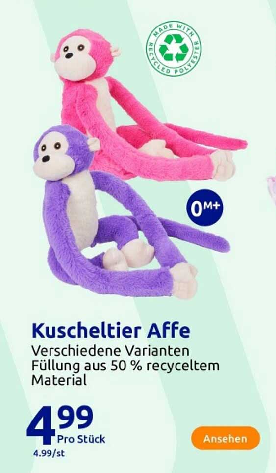 Kuscheltiers Affe