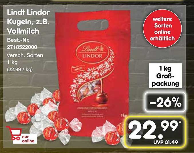 Lindt Lindor Kugeln, z.B. Vollmilch