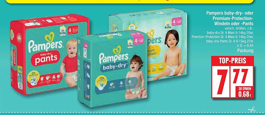 Pampers baby-dry oder Premium-Protection-Windeln oder -Pants