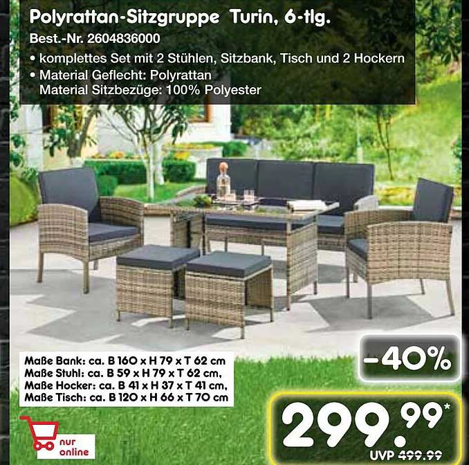 Poly rattan-Sitzgruppe Turin, 6-tlg.