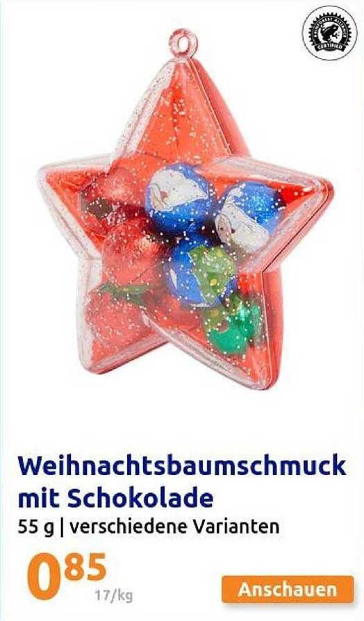 Weihnachtsbaumschmuck mit Schokolade