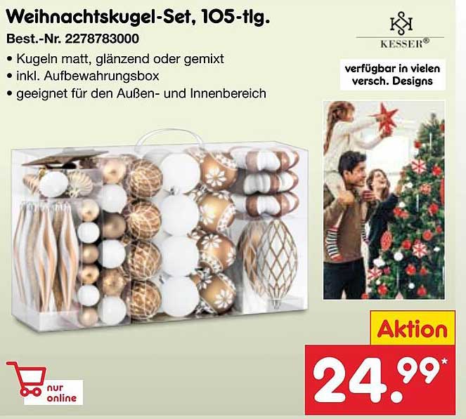 Weihnachtskugel-Set, 105-tlg.