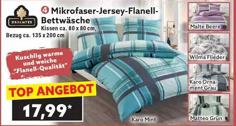 4 Mikrofaser-Jersey-Flanell-Bettwäsche