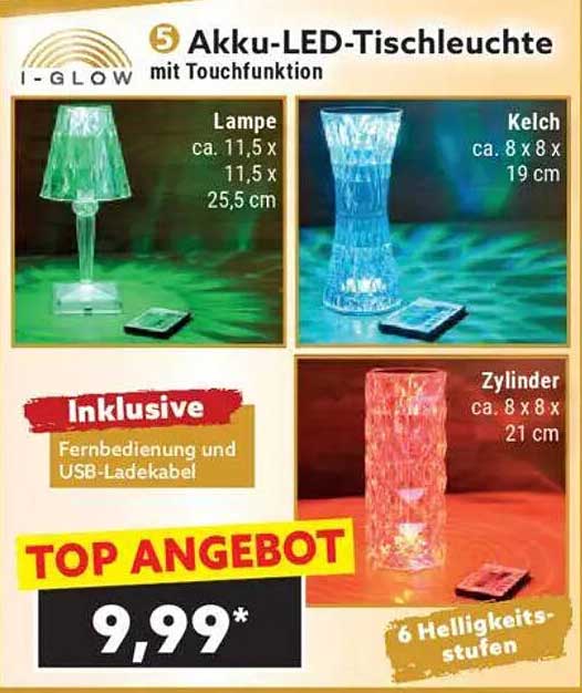 5 Akku-LED-Tischleuchte mit Touchfunktion