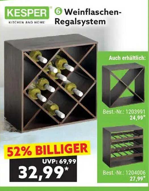 Kesper 6 Weinflaschen-Regalsystem