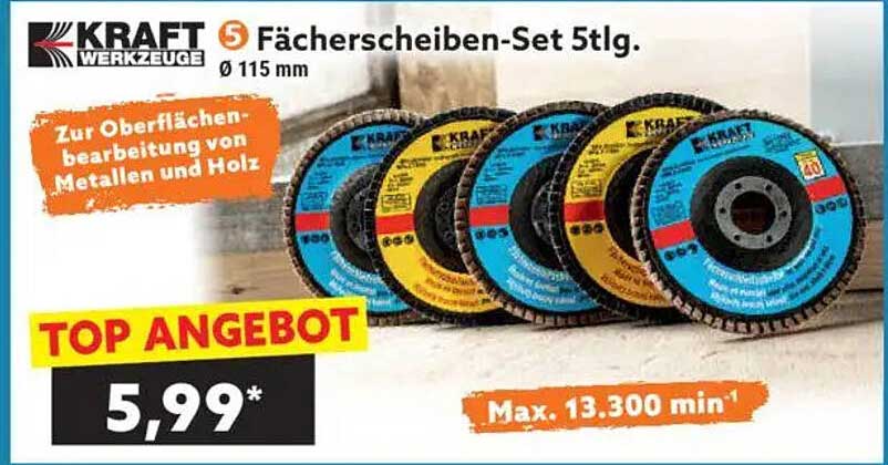 KRAFT Fächerscheiben-Set 5tlg.