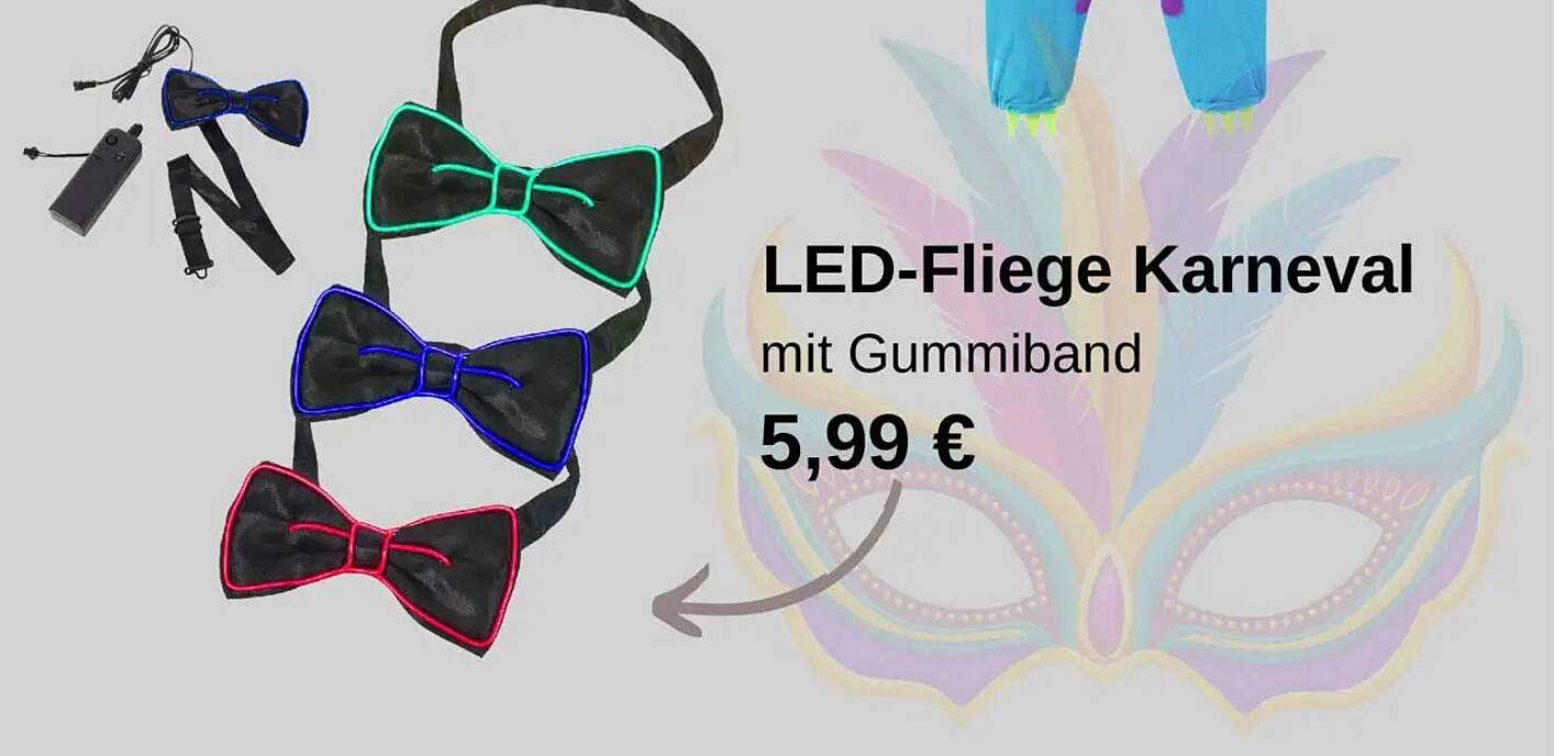 LED-Fliege Karneval mit Gummiband